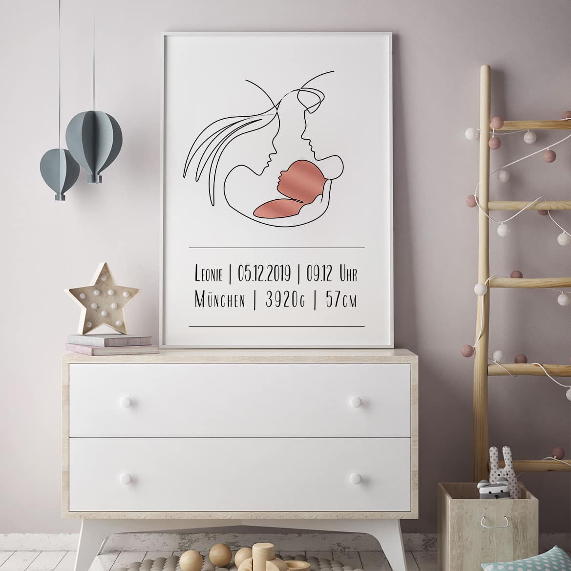 Personalisiertes Poster zur Geburt | Geschenk