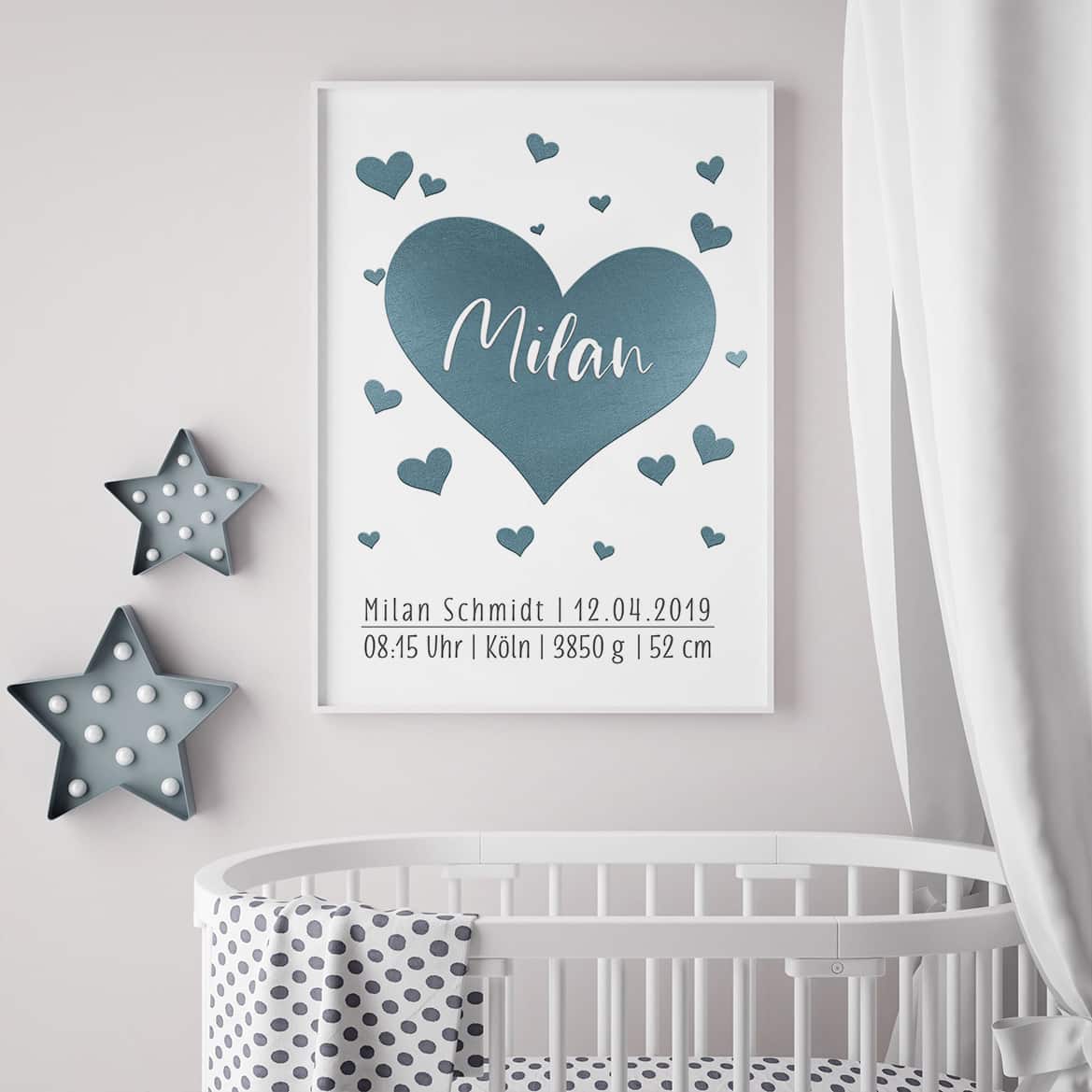 Personalisiertes Poster zur Geburt mit Bilderrahmen | Geschenk