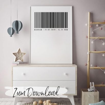 Poster zur Geburt personalisiert zum Ausdrucken