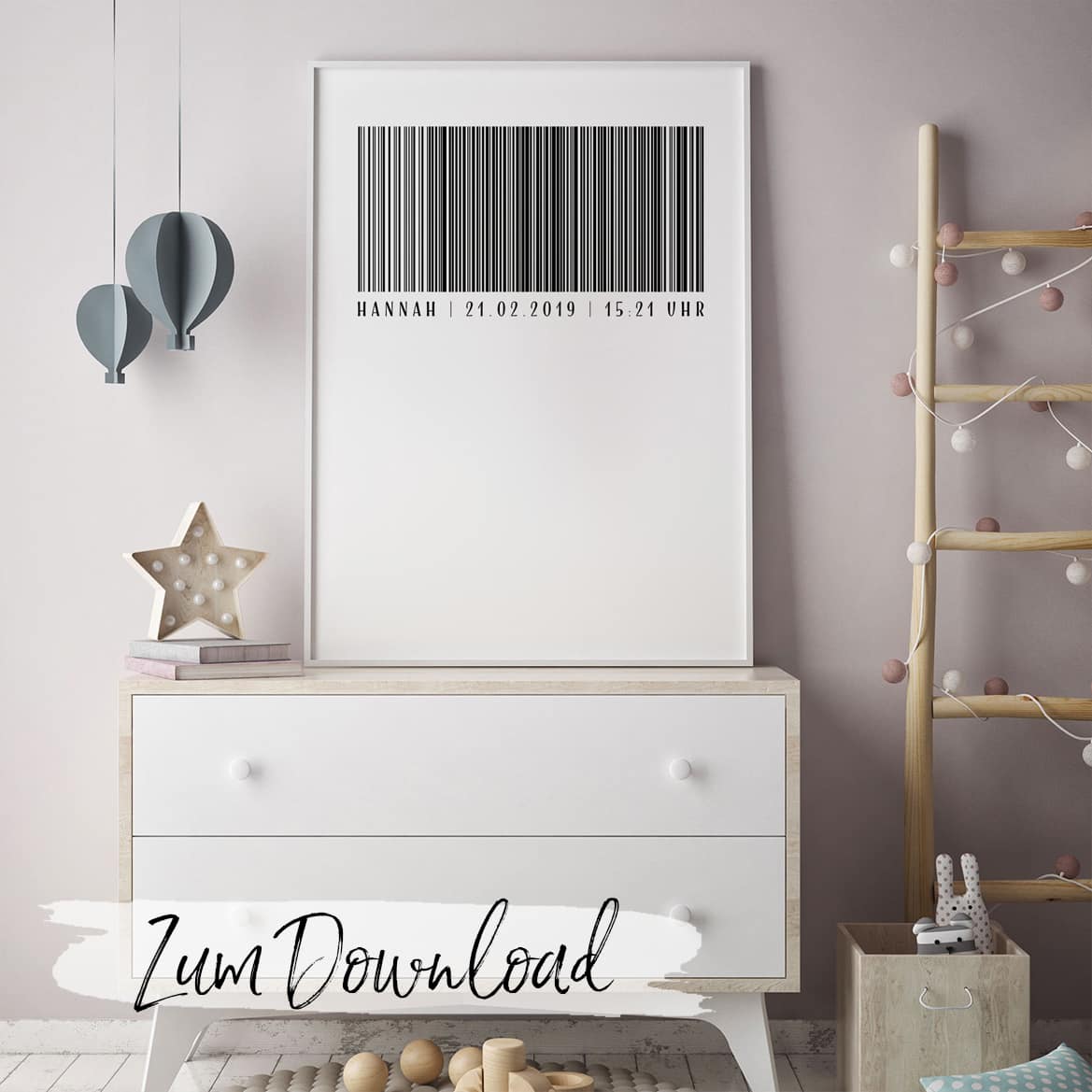 Poster zur Geburt personalisiert zum Ausdrucken